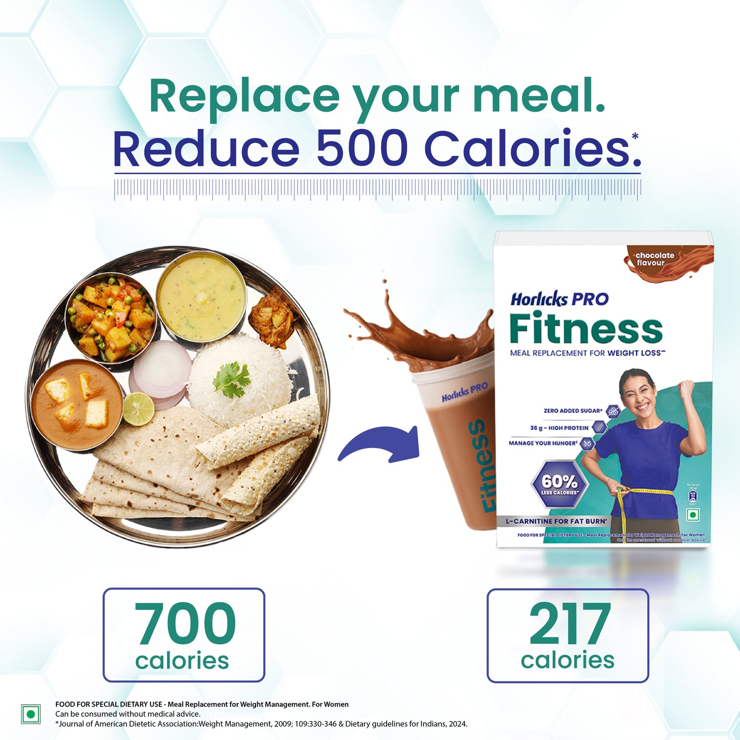 Horlicks Pro Fitness Chocolate Combo (400gm+400gm), Meal Replacement for Weight Loss