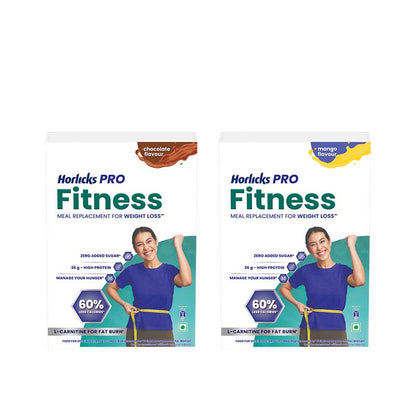 Horlicks Pro Fitness Mango+Chocolate Combo (400gm Each) BIB, Meal Replacement for Weight Loss