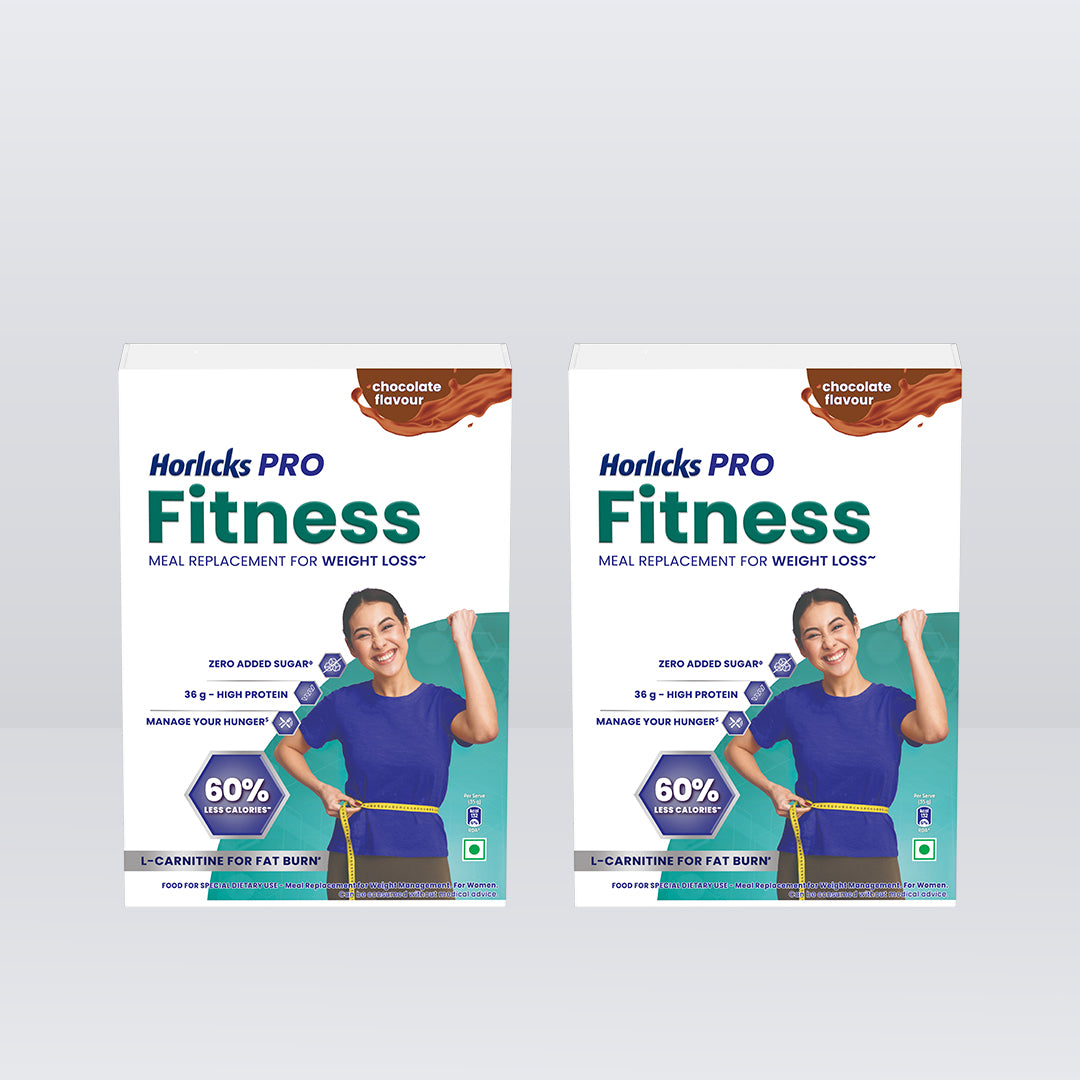 Horlicks Pro Fitness Chocolate Combo (400gm+400gm) BIB, Meal Replacement for Weight Loss