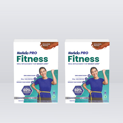 Horlicks Pro Fitness Chocolate Combo (400gm+400gm) BIB, Meal Replacement for Weight Loss