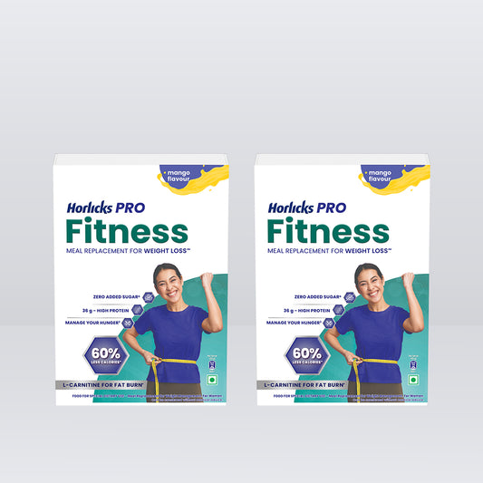 Horlicks Pro Fitness Mango Combo (400gm+400gm) BIB, Meal Replacement for Weight Loss