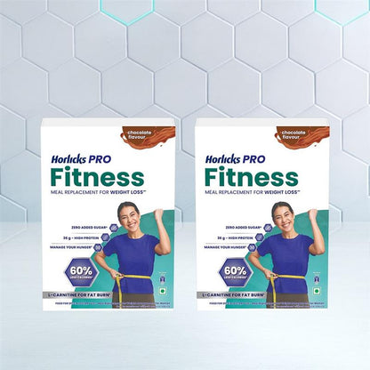 Horlicks Pro Fitness Chocolate Combo (400gm+400gm) BIB, Meal Replacement for Weight Loss