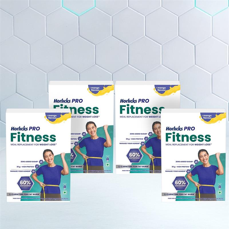 Horlicks Pro Fitness Mango Value Pack (400g x 4), Meal Replacement for Weight Loss