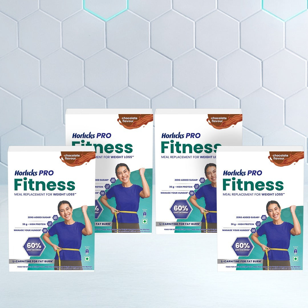 Horlicks Pro Fitness Chocolate Value Pack (400g x 4), Meal Replacement for Weight Loss