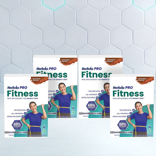 Horlicks Pro Fitness Chocolate Value Pack (400g x 4), Meal Replacement for Weight Loss