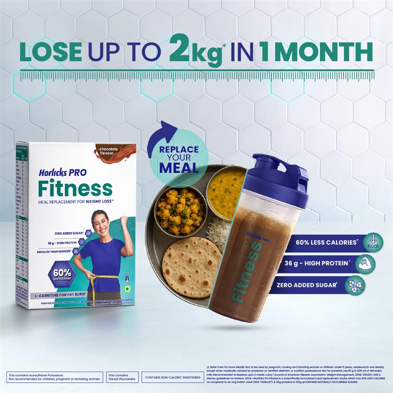 Horlicks Pro Fitness Chocolate 400g BIB,Meal Replacement for Weight Loss