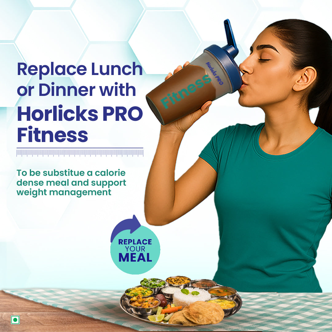 Horlicks Pro Fitness Chocolate 400g BIB,Meal Replacement for Weight Loss