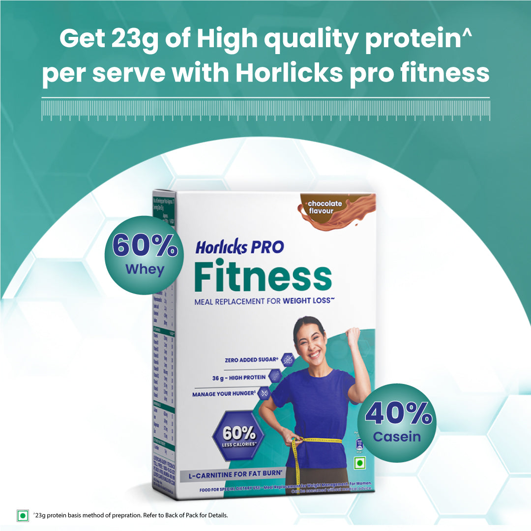 Horlicks Pro Fitness Chocolate 400g BIB,Meal Replacement for Weight Loss