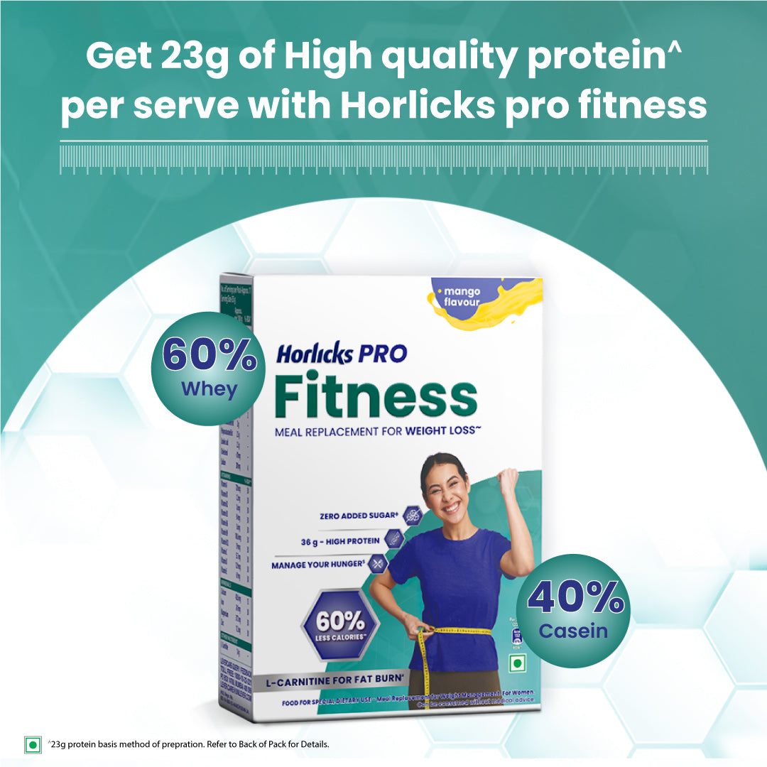 Horlicks Pro Fitness Mango 400g BIB, Meal Replacement for Weight Loss