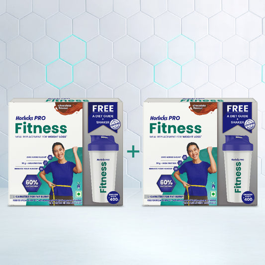Horlicks Pro Fitness Chocolate Combo (400gm+400gm), Meal Replacement for Weight Loss