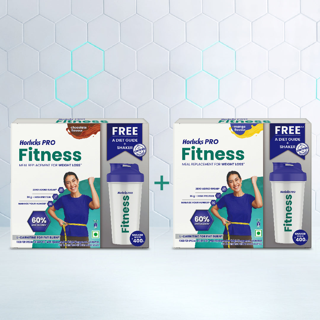 Horlicks Pro Fitness Mango+Chocolate Combo (400gm Each), Meal Replacement for Weight Loss