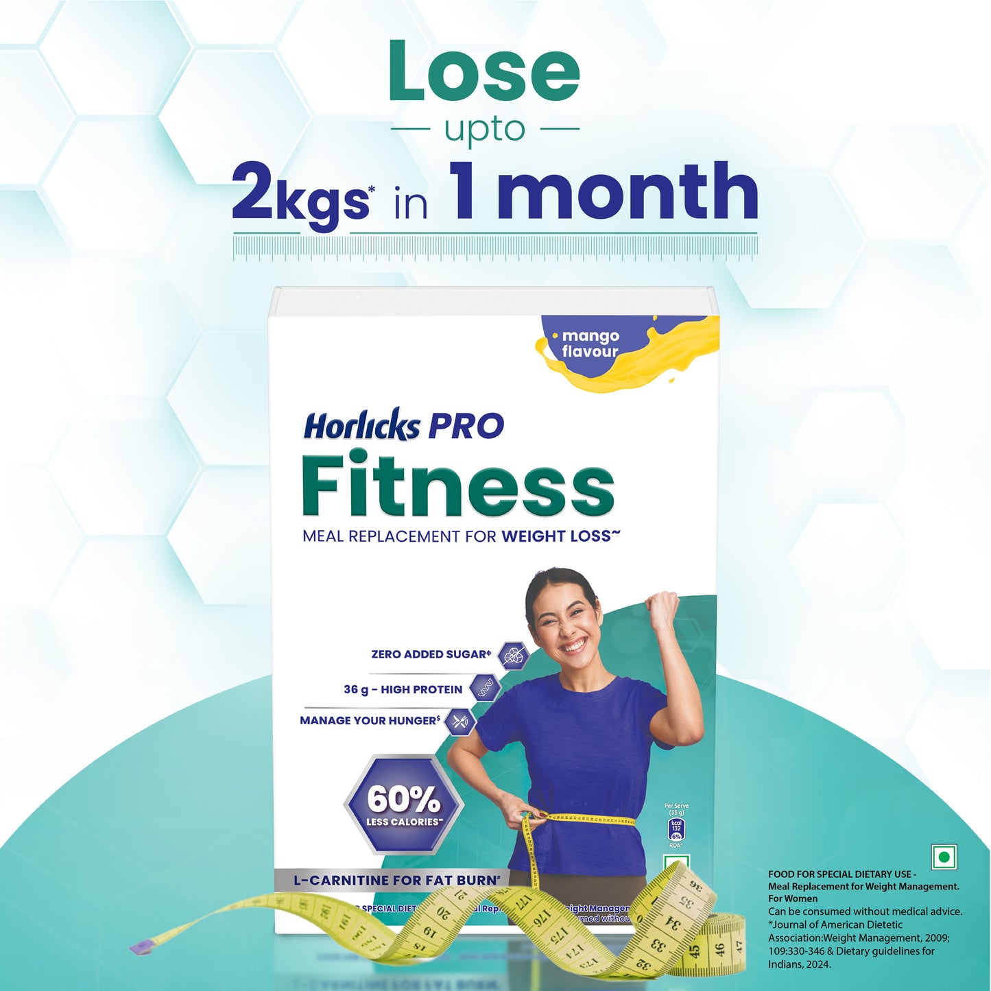 Horlicks Pro Fitness Mango Combo (400gm+400gm), Meal Replacement for Weight Loss